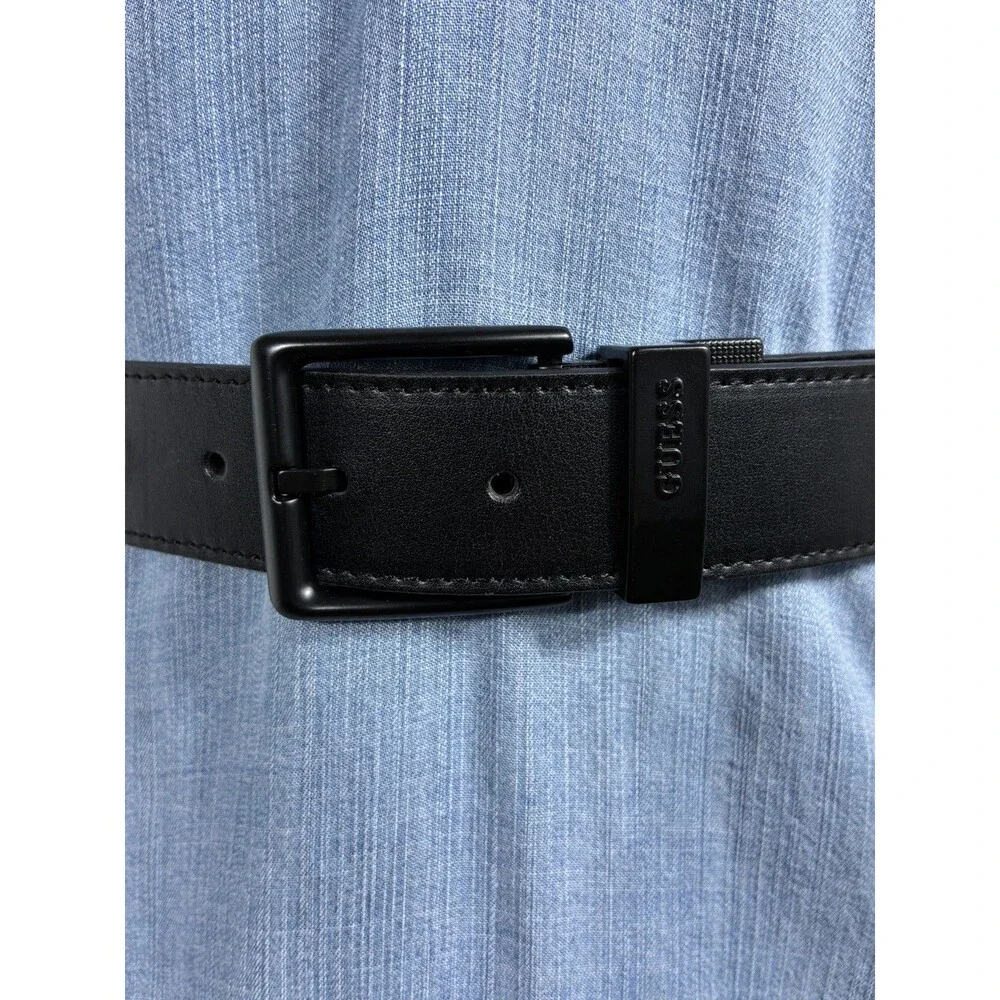 Guess Mens Belt Sz L 38-40 Black/Brown Reversible Black buckle Office Teacher